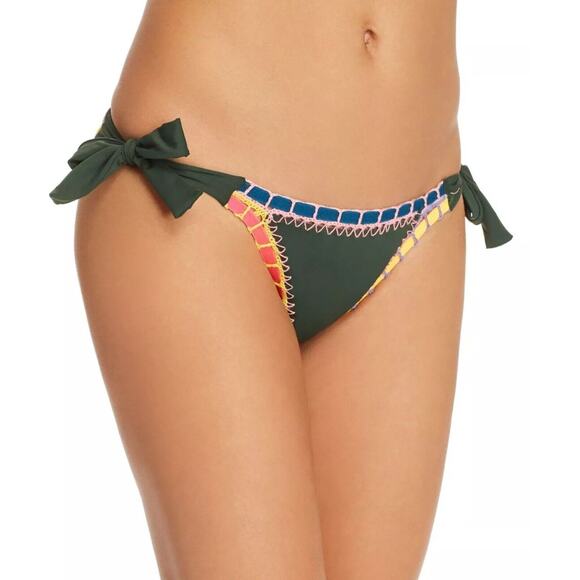 NWT PILYQ Platinum Solange Ferrarini Crochet Trim Bikini Bottom‎ Olive L - Picture 1 of 8